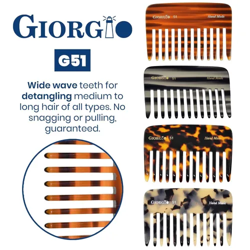 Miniatura 4 de Giorgio G51 Peines Desenredantes de Grafito para Bolso de Viaje Pequeño, Peine de Bolsillo de Dientes Anchos para Cabello Grueso Rizado Ondulado.