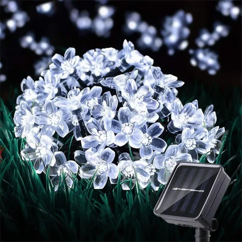 Miniatura 15 de ITICdecor - Tira de luces solares para exteriores con flores, impermeables, 50 luces LED, decoraciones de luces de hadas para árbol de Navidad