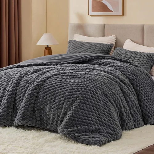 Miniatura 24 de BEDELITE Juego de Edredón Esponjoso Twin - Edredón Suave de Vellón Beige para Cama Twin, Juego de Ropa de Cama Lujoso y Cálido para Invierno, Juego
