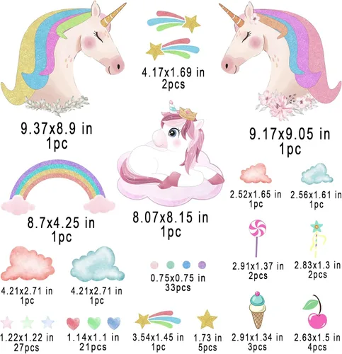 Miniatura 5 de Adhesivos de unicornio que brillan en la oscuridad, calcomanías de puntos y estrellas removibles para techo, adhesivo de arcoíris luminoso para Arco