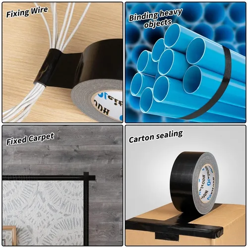 Miniatura 6 de Cinta adhesiva negra de 4 pulgadas, paquete de 4 cintas adhesivas resistentes, totales de 220 yardas, 8.3 mil de grosor, fuerte, flexible, sin Negro