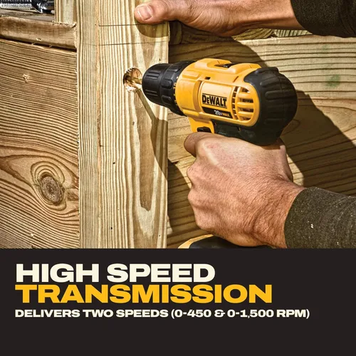 Miniatura 6 de DEWALT Juego de Taladro Atornillador Inalámbrico de 20V Max, 2 Velocidades, Motor de Alto Rendimiento, Incluye 2 Baterías de Iones de Litio XR
