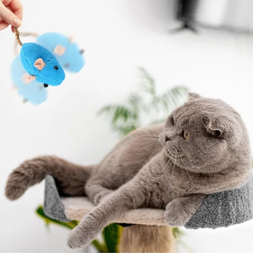 Miniatura 5 de Mozeat Lens Paquete de 8 ratones de juguete para gatos, juguetes interactivos para gatos, ratones de peluche, juguetes de gato con hierba gatera