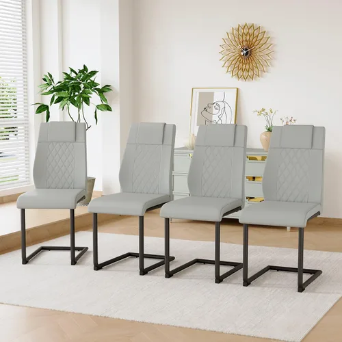 Miniatura 17 de gopop Juego de 4 sillas de comedor, modernas sillas de cocina y comedor con patas de metal galvanizado, sillas laterales tapizadas para comedor