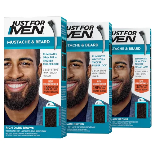 Miniatura 10 de Just For Men - Tinte para bigote y barba, tinte para barba para hombres con cepillo, incluye queratina, biotina, aloe vera y aceite de coco