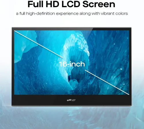 Miniatura 2 de Monitor portátil Mobile Pixels Glance, monitor FHD 1080P de 16 pulgadas, monitores de viaje con altavoces duales, ajuste de inclinación