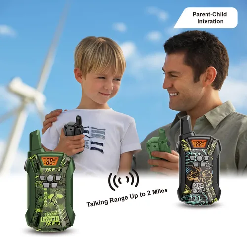 Miniatura 3 de Walkie Talkies para niños, 22 canales de largo alcance Walkie Talkies para niños y niñas de 4 a 12, juguete de radio de 2 vías, juguetes