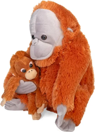 Wild Republic Peluche de orangután de mamá y bebé, juguete de peluche, regalos para niños, animales de zoológico, 12 pulgadas