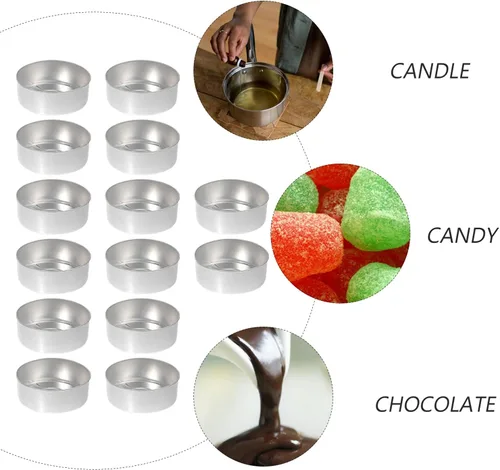 Miniatura 5 de EXCEART Portavelas de aluminio de 1.37 pulgadas, carcasa de metal ligero para hacer velas perfumadas, almacenamiento de dulces y suministros