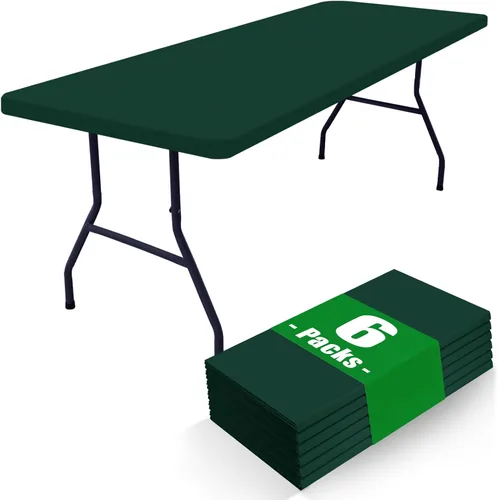 Miniatura 20 de Moosfor Paquete de 6 manteles cuadrados de elastano, manteles elásticos ajustables para pícnic, cubierta de mesa de patio elástica lavable para Negro