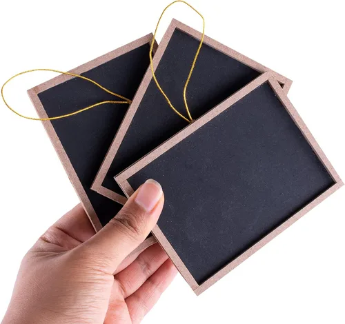 Miniatura 3 de Super Z Outlet Mini pizarra rectangular de tiza colgante con marco de madera de 3 x 4 pulgadas para artes y manualidades, numeración de mesa