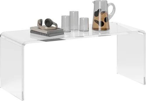Miniatura 11 de HOMCOM Mesa de centro rectangular de 21 pulgadas de largo con forma de cascada de acrílico, 0.472 in de grosor, transparente