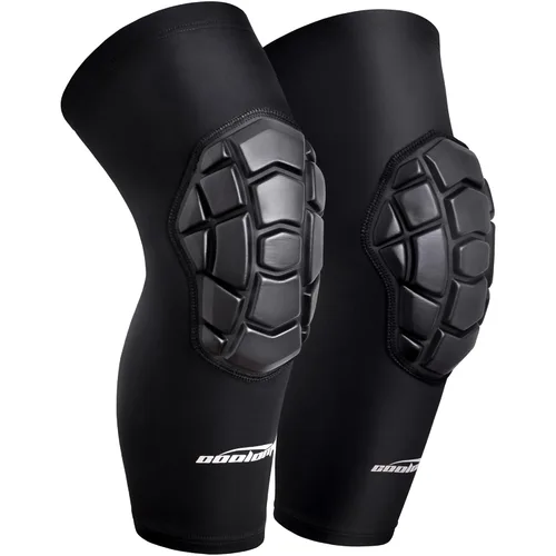 Miniatura 8 de Rodilleras COOLOMG para lucha, baloncesto, fútbol, voleibol, niños, jóvenes, adultos, mangas protectoras de rodilla de compresión, negro, talla S