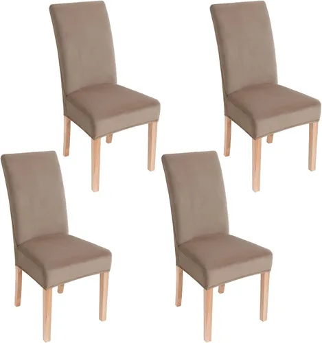 Miniatura 46 de smiry - Fundas para sillas de comedor de terciopelo elástico y suave, extraíbles, Terciopelo, Beige