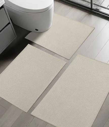 Miniatura 24 de YIHOUSE Juego de 2 tapetes de baño ultrafinos de secado rápido, tapete de baño absorbente para baño, antideslizante, lavable a máquina (beige)