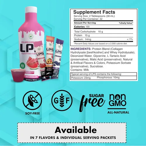 Miniatura 3 de Nutritional Designs LPS Suplemento líquido de colágeno y proteína de suero - Bebida sin OMG, sin azúcar, promueve la piel y el cabello saludables