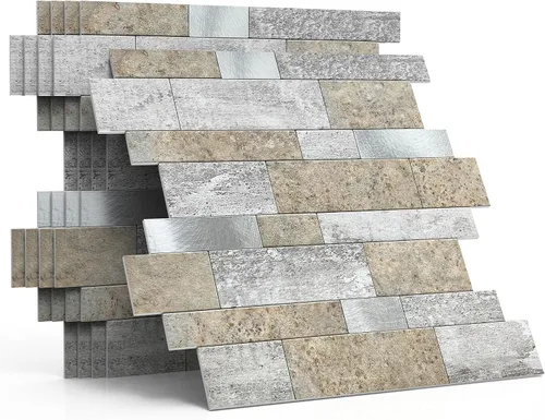 Miniatura 8 de Azulejo protector contra salpicaduras para cocina, despegar y pegar, acabado mate de piedra, pegatinas de azulejos para baño, panel de pared 3D