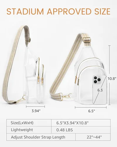 Miniatura 3 de HULISEN Bolso bandolera transparente para eventos de estadio, bolso transparente para mujeres, bolso cruzado aprobado por estadios para fanáticos