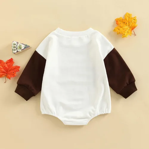Miniatura 3 de BULINGNA Lindo mameluco de Navidad para Acción de Gracias, sudadera con estampado de letras, traje de otoño e invierno