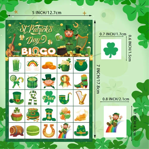 Miniatura 2 de JGCWorker Juego de Bingo del Día de San Patricio - Divertidos Suministros de Fiesta para Niños y Adultos, 24 Jugadores, Tarjetas de Manualidades