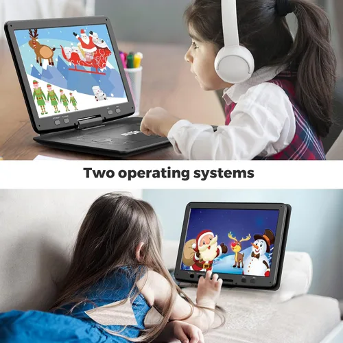 Miniatura 3 de Reproductor de DVD portátil de 16.9 pulgadas con pantalla grande HD de 14.1 pulgadas, batería recargable de 5 horas, reproductores de DVD para niños