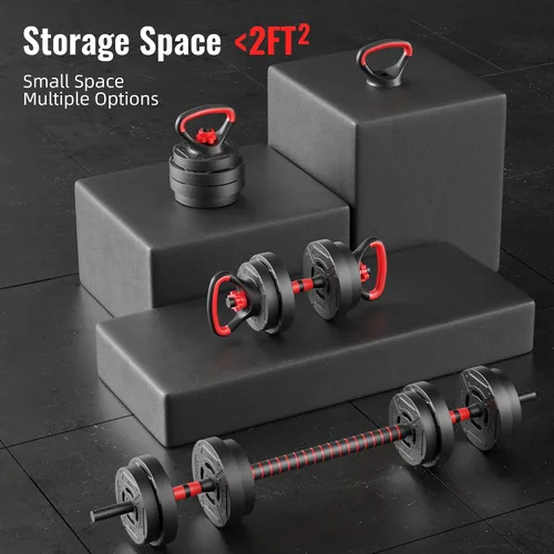 Miniatura 6 de Fitvids Adjustable Dumbbell Set, 40/60LBS Free Weight Set, Multi-Functional Portable Changeable Dumbbell Barbell Kettlebell Set for Home, Multiple