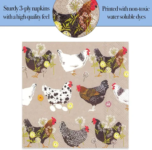 Miniatura 5 de Boston International Ideal Home Range - Servilletas de cóctel de papel de lino para gallinas, 20 unidades, 5 x 5