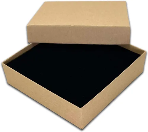 TheDisplayGuys - Paquete de 24 cajas de regalo pequeñas de papel kraft de terciopelo, cajas de joyería, cajas de collar para regalo de joyería,