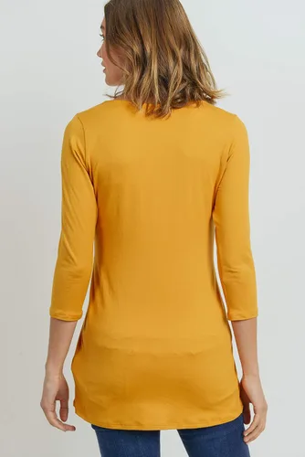 Miniatura 12 de LaClef - Blusa de maternidad para mujer, cuello redondo, manga 3/4, plisada al frente, estilo peplum