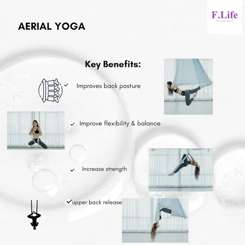 Miniatura 3 de F.Life Kit de hamaca de yoga aéreo, columpio de yoga, multicolor, 5 yardas, yoga volador, incluye cadena de margarita, mosquetón y guía de postura