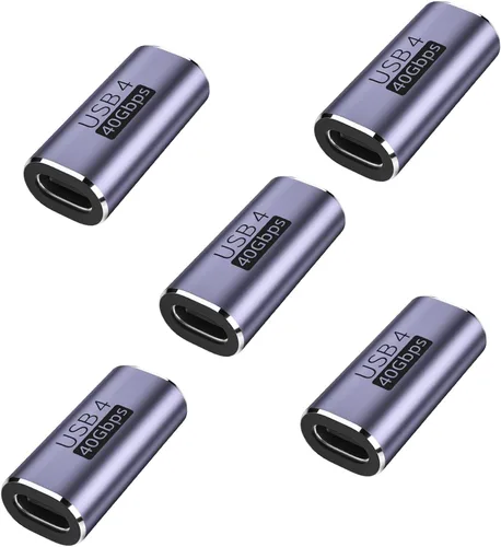 Miniatura 7 de Pastall Paquete de 5 adaptadores USB C hembra a hembra. Extensor Usbc. Acoplador USBC soporta transferencia de datos de hasta 10 Gbps y carga rápida