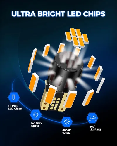 Miniatura 4 de Marsauto - Bombillas LED 194 amarillo ámbar para luz interior, mapa, 168 2825 W5W T10, para repuesto, superbrillantes, para auto, luz de cortesía