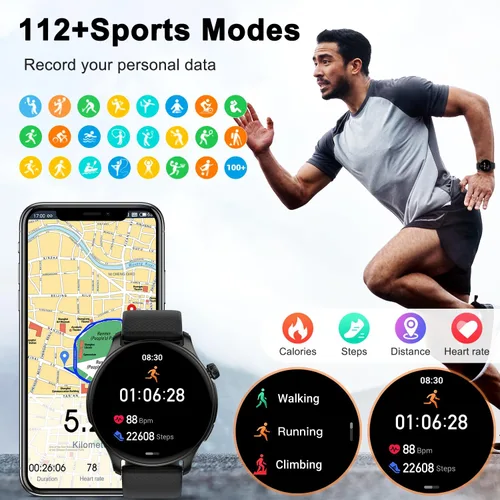 Miniatura 4 de Reloj inteligente para hombres y mujeres Fitness: resistente al agua, marca/respuesta de llamadas, relojes inteligentes para hombres, relojes