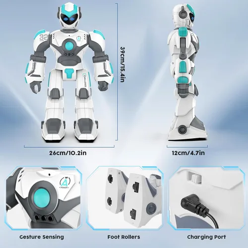 Miniatura 6 de VATOS - Robot a control remoto para niños extra grande, juguete RC programable de 15.4" con canto, baile, detección de gestos y control de voz