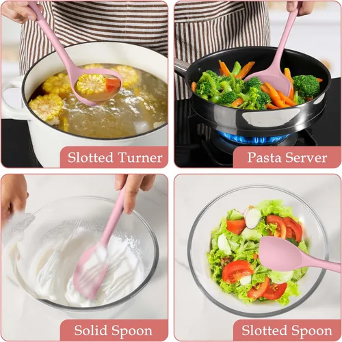 Miniatura 6 de LIANYU Juego de Utensilios de Cocina de Silicona, 8 Piezas Juego de Espátulas de Utensilios de Cocina para Batería de Cocina Antiadherente, Gadgets