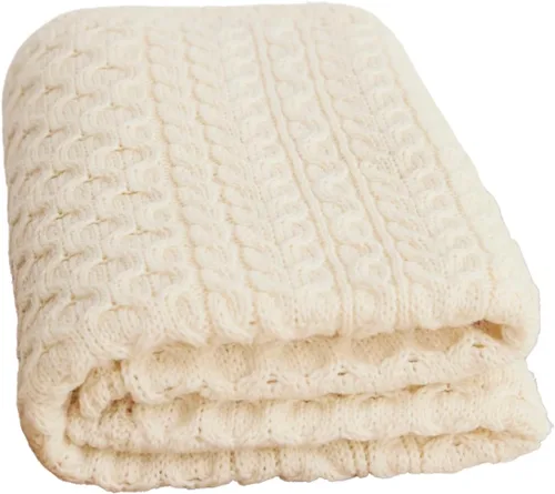 Miniatura 7 de Aran Woollen Mills Manta de lana irlandesa, 100% lana peinada, manta tradicional de punto trenzado Aran, manta irlandesa auténtica hecha en Irlanda