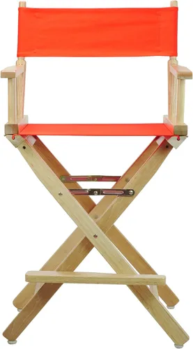 Miniatura 5 de Casual Home - Silla de director de 24.0 in, marco natural con lienzo naranja, altura de mostrador