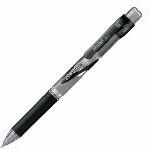 Pentel e-Sharp – Lápiz mecánico de cilindro negro, caja por docena, Negro