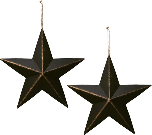Miniatura 9 de Decoración de pared de metal de granero con estrellas patrióticas en 3D, decoración americana del 4 de julio (negro)