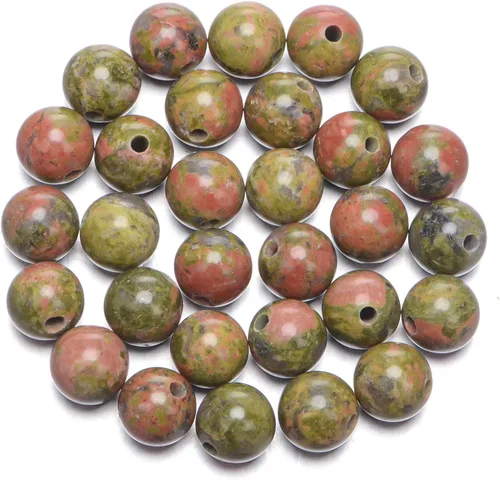 Miniatura 10 de AD Beads Cuentas redondas sueltas de piedras preciosas naturales de 0.394 in, agujero grande, tamaño de 0.079 in, 30 unidades (perla blanca)