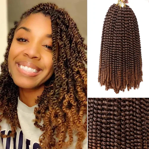 Miniatura 36 de Xtrend - Cabello trenzado de ganchillo con rizos de resorte, color rojo cobrizo, 12 pulgadas, para rizos de mariposa de imitación, extensiones