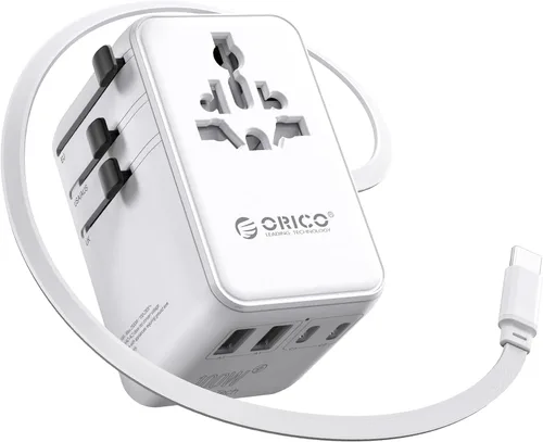 Miniatura 13 de ORICO Adaptador de viaje universal con 2 CA 2 USB-C y 1 conector USB-A, adaptador de corriente internacional PD 20W, cargador de pared esencial