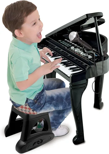 Miniatura 4 de Winfun Juego de piano de cola sinfónico para niños a partir de 37 años, 37 teclas, 15 canciones de demostración, 8 instrumentos y ritmos, grabación