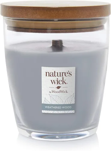 Miniatura 4 de Velas WoodWick Nature's Wick con aroma a canela y manzana, 283,5 g con tapa de madera, crepita al quemarse, otoño