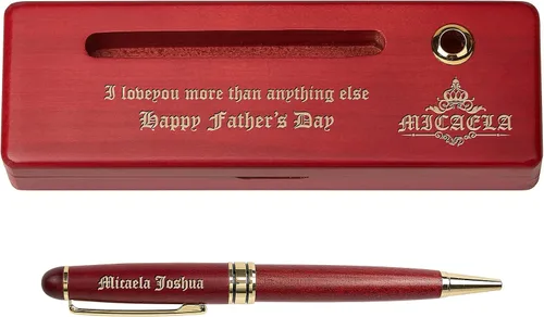 Miniatura 2 de Sistema grabado personalizado de la pluma de madera, pluma ejecutiva y caja con personalización libre, bolígrafo de palo de rosa con estuche