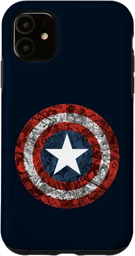 Carcasa para iPhone 11, diseño de Capitán América, con escudo de cómics