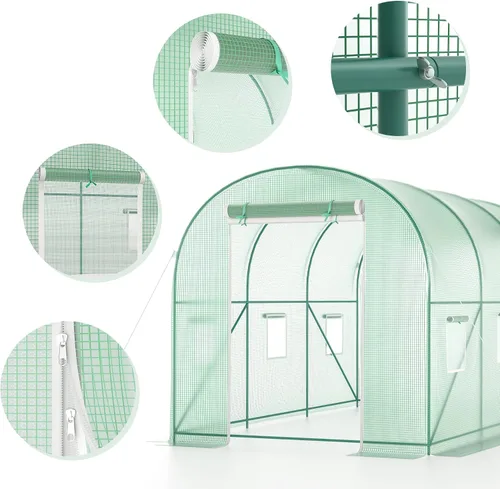 Miniatura 4 de Invernadero al aire libre con puerta mosquitera, exterior resistente, casa verde para plantas de jardín, protección UV, termostática, impermeable