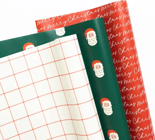 Miniatura 12 de Merry Market Rollos de Papel de Regalo de Navidad, Papel de Regalo Mate Premium, Rollo Grande de 30" x 168" pulgadas, Diseño de Rayas de Santa