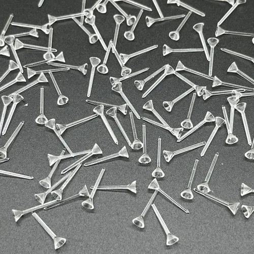 Miniatura 3 de Aretes transparentes para deportes, 300 pares de aretes transparentes y parte trasera de aretes, cabeza de copa de 0.157 in 0.157 in cabeza de copa
