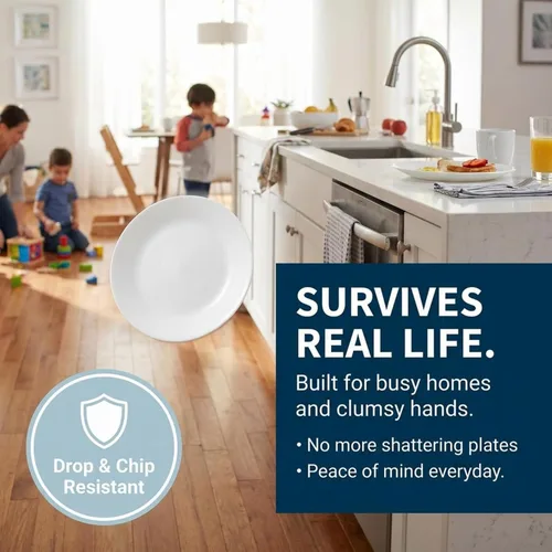 Miniatura 2 de Corelle Vitrelle - Juego de 6 platos para ensalada y aperitivos, vidrio de triple capa y resistente a las astillas, platos redondos ligeros de 6 3/4
